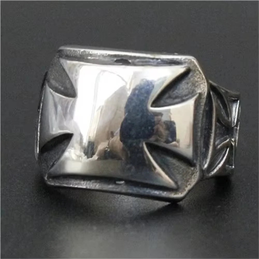 Mens Biker Cross Ring 316L Stainless Steel Polishing Mens Jesus Cross Ring