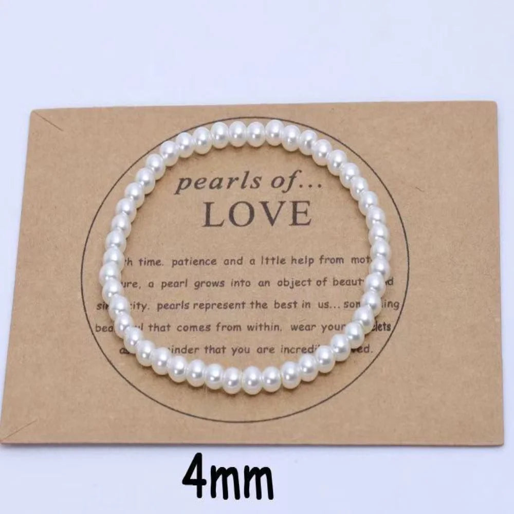 Handmade High Quality Resin Faux Pearl Bracelet Minimalist Round Bead Bangle for Women Men Wedding Jewelry Party Gift