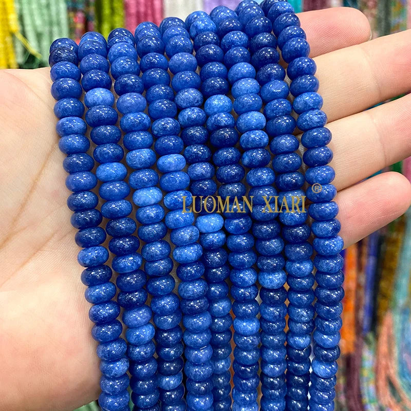 5x8MM Abacus Natural Stone Burma Jades Green Chalcedony Loose Spacer Beads for Jewelry Making Diy Bracelet Charms Accessories