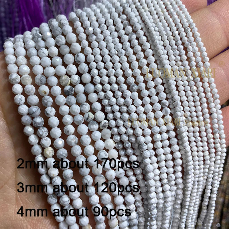 2 3 4MM Natural Blue Turquoises Smooth Loose Round Stone Beads For Jewelry Making DIY Bracelet Earrings Necklace Accessories