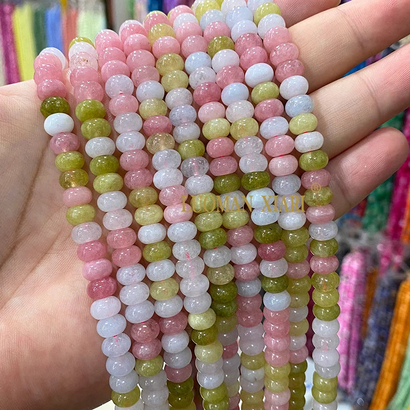 5x8MM Abacus Natural Stone Burma Jades Green Chalcedony Loose Spacer Beads for Jewelry Making Diy Bracelet Charms Accessories
