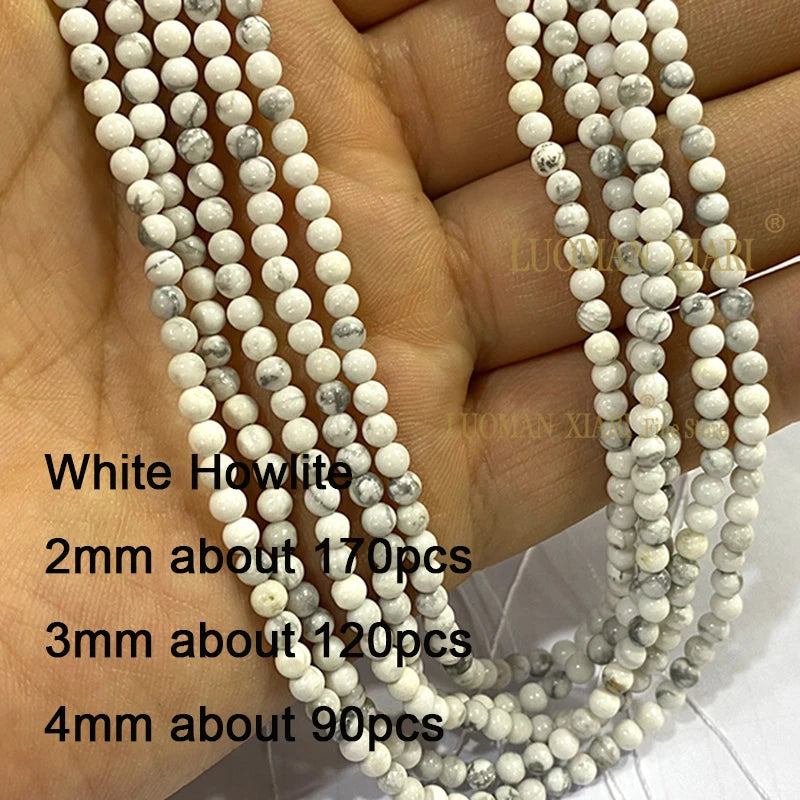 2 3 4MM Natural Blue Turquoises Smooth Loose Round Stone Beads For Jewelry Making DIY Bracelet Earrings Necklace Accessories