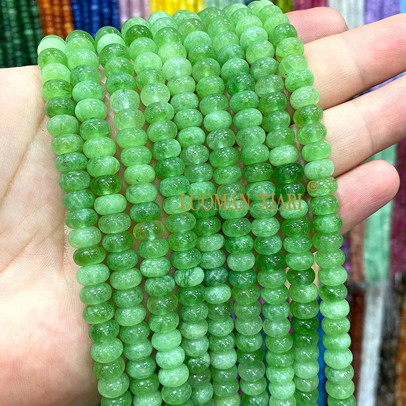5x8MM Abacus Natural Stone Burma Jades Green Chalcedony Loose Spacer Beads for Jewelry Making Diy Bracelet Charms Accessories
