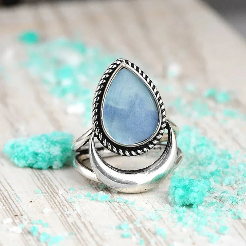 European and American Irregular Triangular Geometric Ring New Imitation Marble Retro Elegant Design Matching Accessories