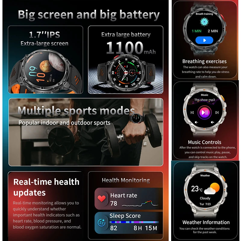New T-Rex3 Ultra 1100mAh Battery Smart Watch GPS Track Compass IP69K Waterproof Sports tracker Outdoors Military Smartwatches