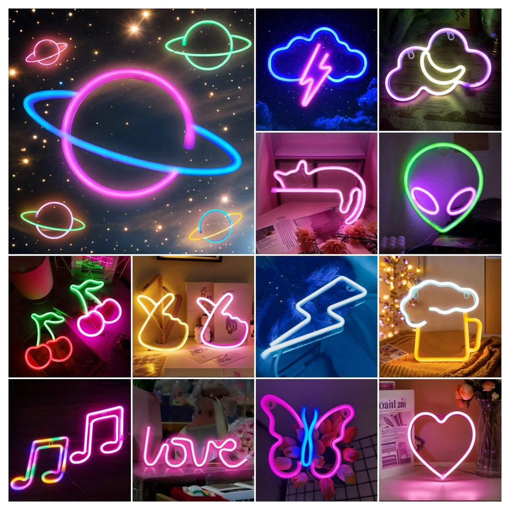 LED Neon Sign with USB/Battery for Bar Bedroom Game Room Wedding Party Wall Decor Christmas Gift Customizable Lighting