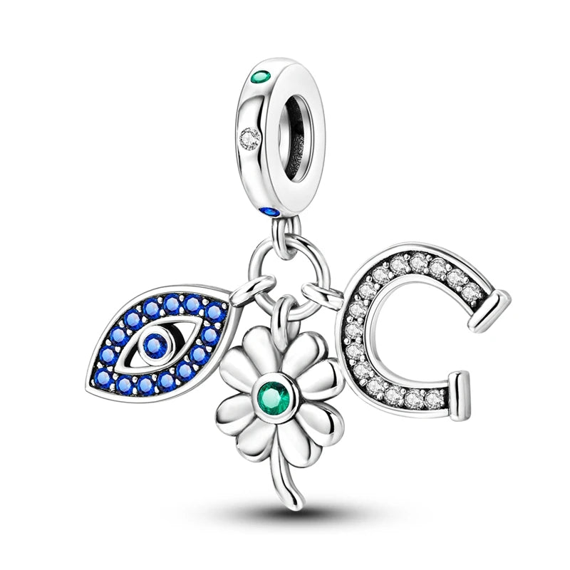 100% Real 925 Silver Classic Devil's Eye Charms Beads For Women Fit Original Qikaola Bracelets Fine DIY Jewelry Making