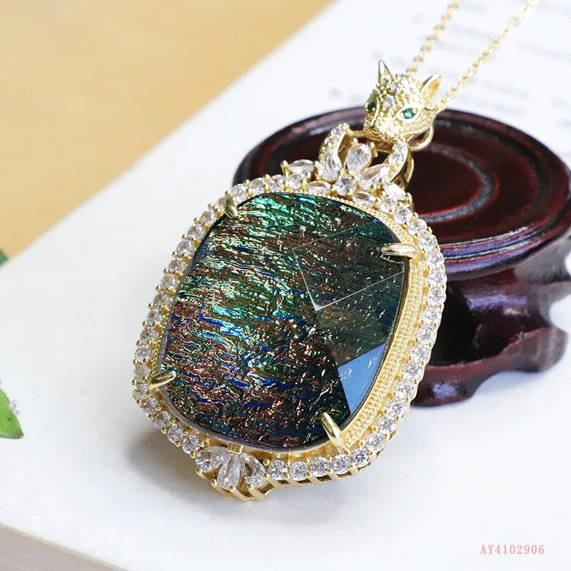 Explosive super flash colorful pendant leopard head luxury necklace jewelry women