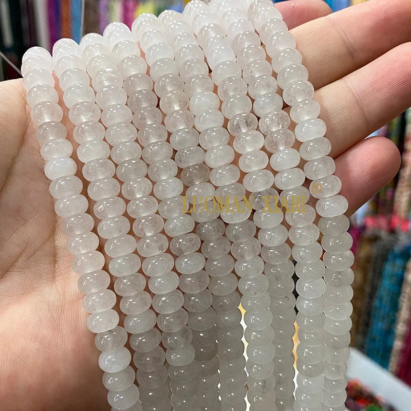 5x8MM Abacus Natural Stone Burma Jades Green Chalcedony Loose Spacer Beads for Jewelry Making Diy Bracelet Charms Accessories