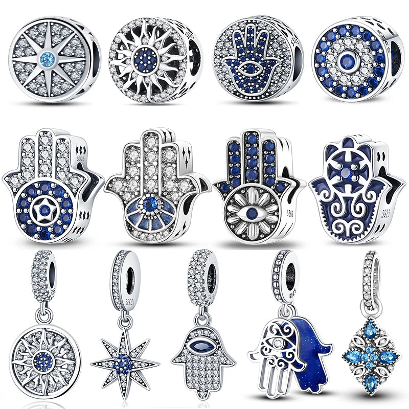 100% Real 925 Silver Classic Devil's Eye Charms Beads For Women Fit Original Qikaola Bracelets Fine DIY Jewelry Making