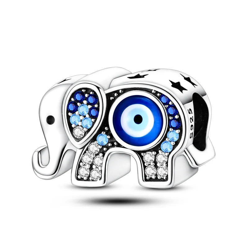 100% Real 925 Silver Classic Devil's Eye Charms Beads For Women Fit Original Qikaola Bracelets Fine DIY Jewelry Making