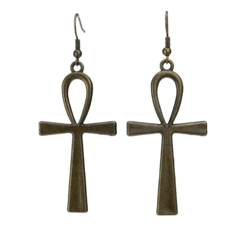 Egyptian Ankh Cross Ankh Earrings Life Symbol for Women, Lightweight Tassel Dangle Style, Daily Party Vacation Date Weekend