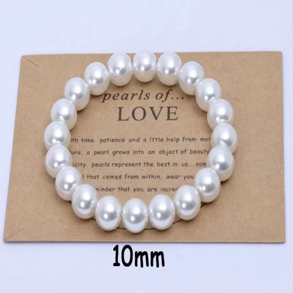 Handmade High Quality Resin Faux Pearl Bracelet Minimalist Round Bead Bangle for Women Men Wedding Jewelry Party Gift