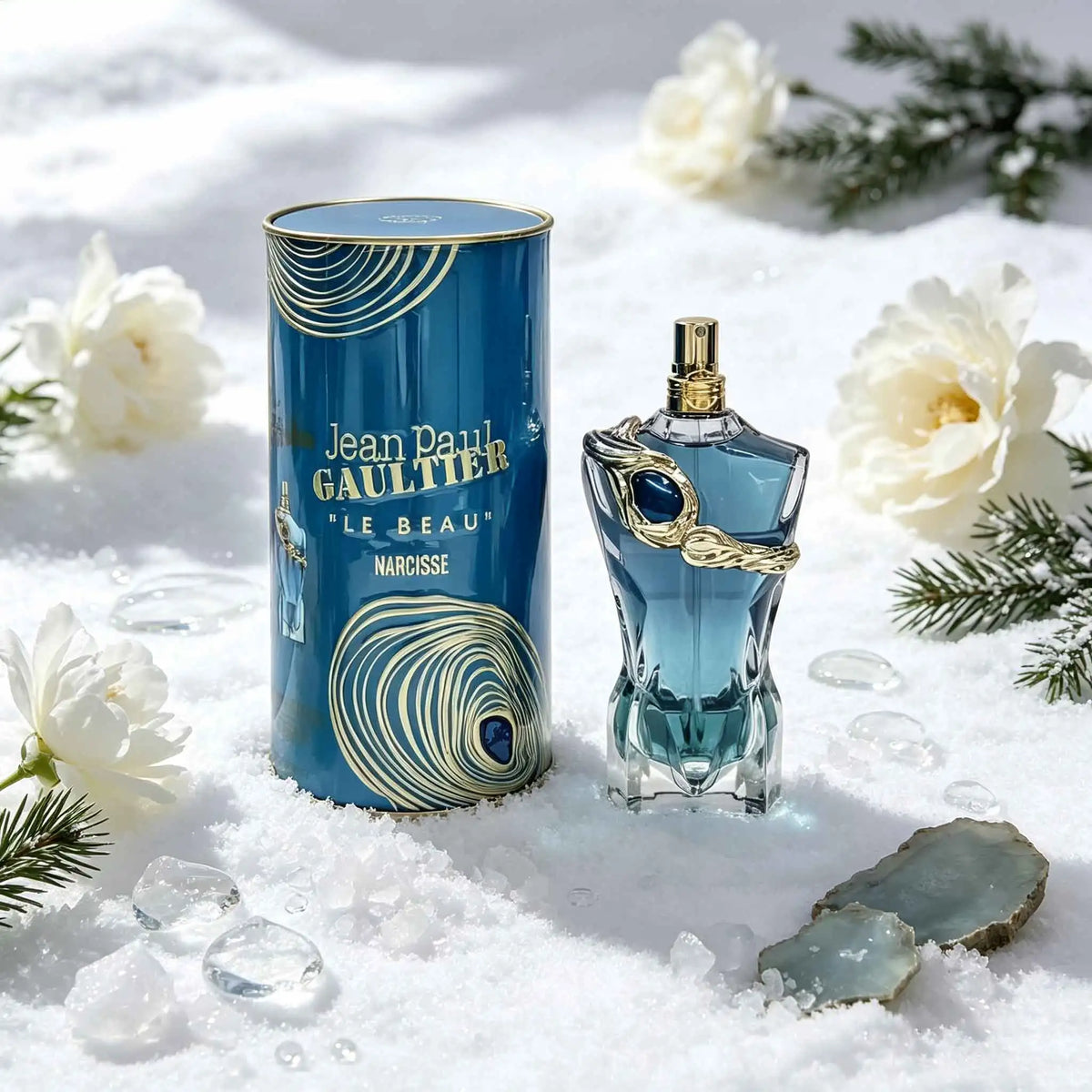 Le Beau Narcisse Luxury Gift‑Box Perfume. Peacock‑Blue Gilded Canister ...