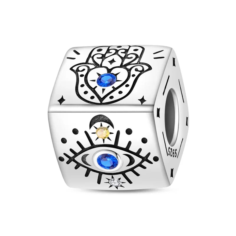 100% Real 925 Silver Classic Devil's Eye Charms Beads For Women Fit Original Qikaola Bracelets Fine DIY Jewelry Making