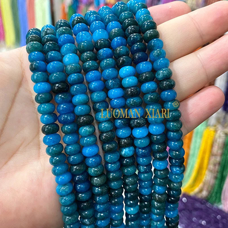 5x8MM Abacus Natural Stone Burma Jades Green Chalcedony Loose Spacer Beads for Jewelry Making Diy Bracelet Charms Accessories