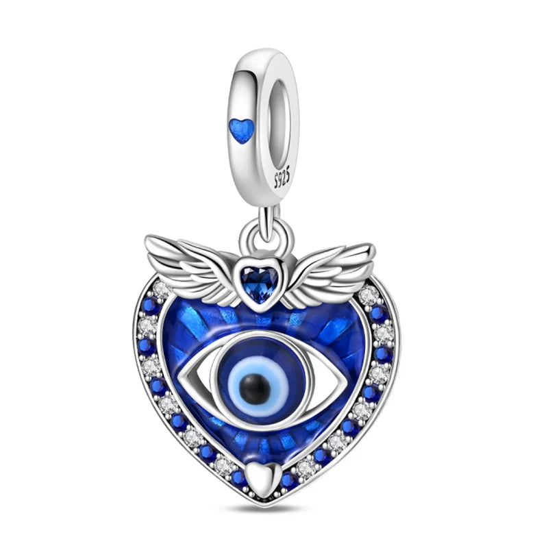 100% Real 925 Silver Classic Devil's Eye Charms Beads For Women Fit Original Qikaola Bracelets Fine DIY Jewelry Making