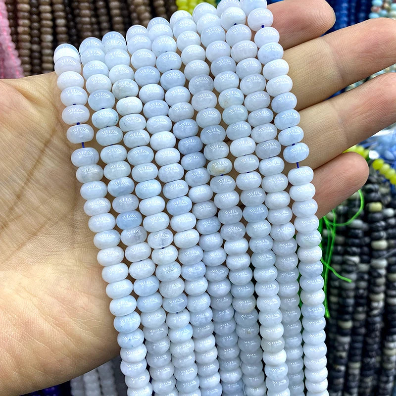 5x8MM Abacus Natural Stone Burma Jades Green Chalcedony Loose Spacer Beads for Jewelry Making Diy Bracelet Charms Accessories