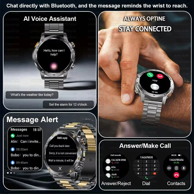 Outdoor T-Rex 3 GPS Smart Watch Men 1.75”HD Screen 1000mAh Battery LED Flashlight 3ATM Waterproof HD Bluetooth Call Sport Watch
