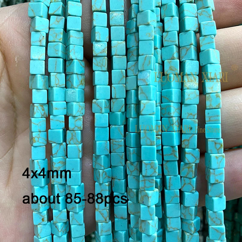 2 3 4MM Natural Blue Turquoises Smooth Loose Round Stone Beads For Jewelry Making DIY Bracelet Earrings Necklace Accessories