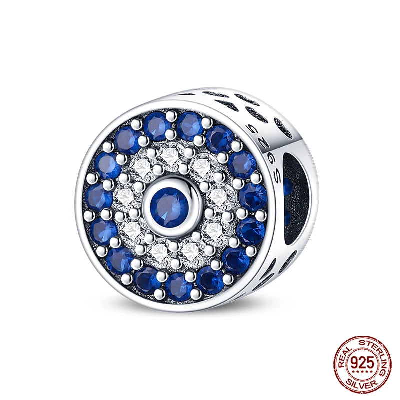 100% Real 925 Silver Classic Devil's Eye Charms Beads For Women Fit Original Qikaola Bracelets Fine DIY Jewelry Making