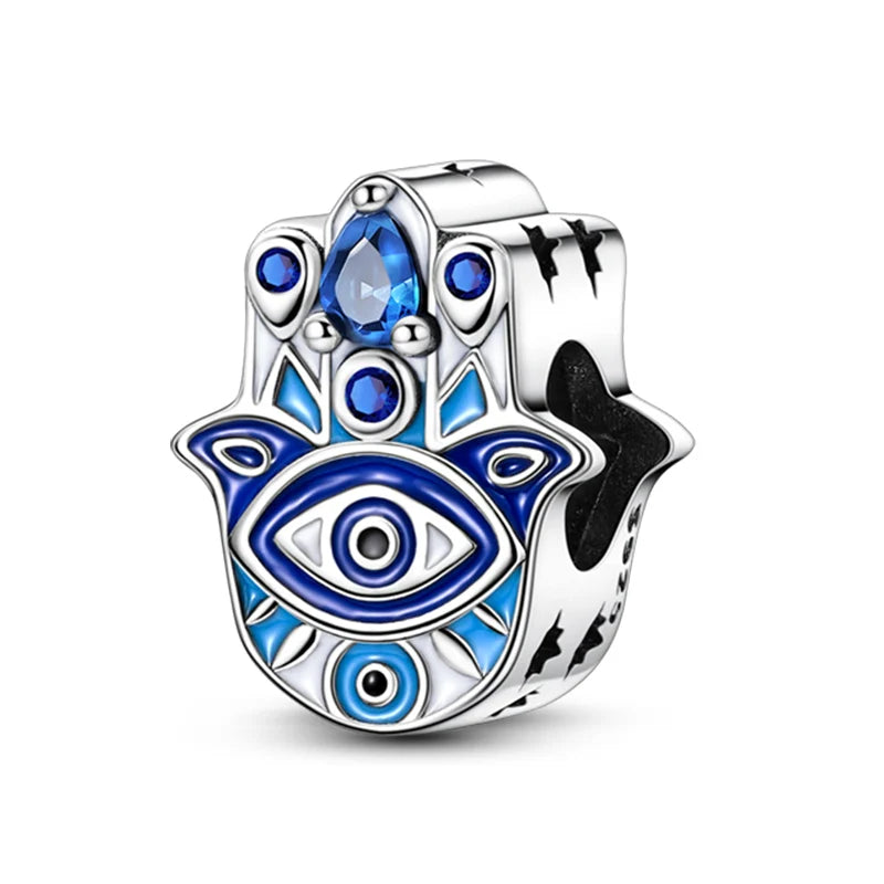 100% Real 925 Silver Classic Devil's Eye Charms Beads For Women Fit Original Qikaola Bracelets Fine DIY Jewelry Making