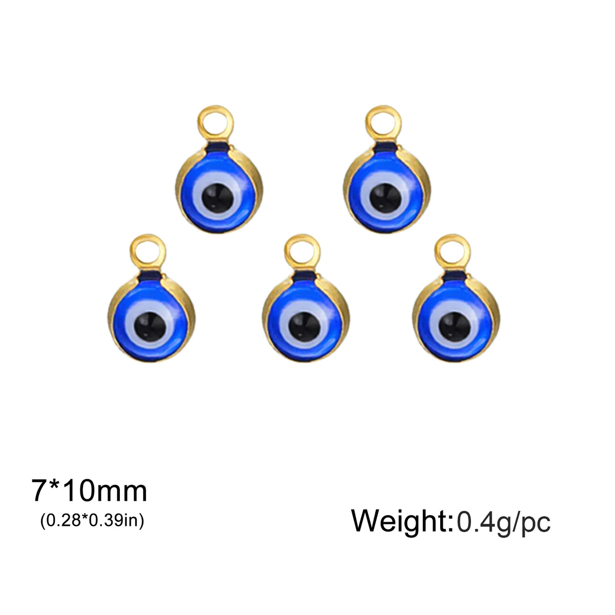 5PCS Stainless Steel Evil Eye Charm Dainty Turkish Eye Pendant for Necklaces Bracelets DIY Protective Accessories