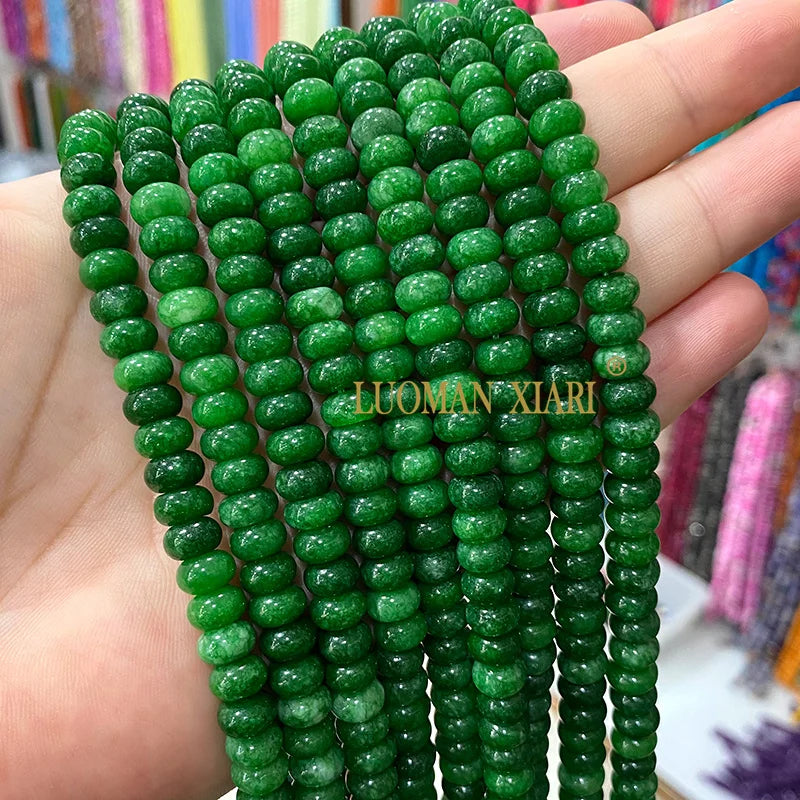 5x8MM Abacus Natural Stone Burma Jades Green Chalcedony Loose Spacer Beads for Jewelry Making Diy Bracelet Charms Accessories