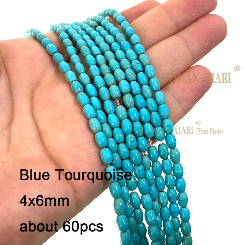 2 3 4MM Natural Blue Turquoises Smooth Loose Round Stone Beads For Jewelry Making DIY Bracelet Earrings Necklace Accessories