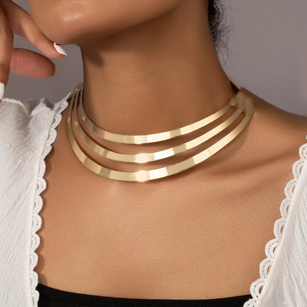 Statement Necklace Fashion Women Multilayer Punk Necklaces Charm Party Gold Color Necklace Chain Luxury Choker Collar Necklace