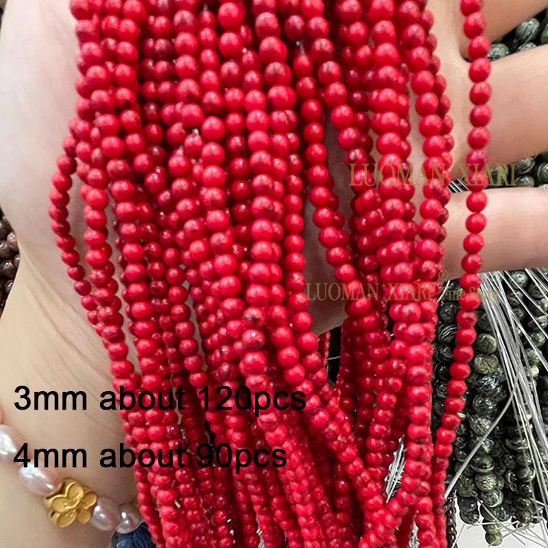 2 3 4MM Natural Blue Turquoises Smooth Loose Round Stone Beads For Jewelry Making DIY Bracelet Earrings Necklace Accessories