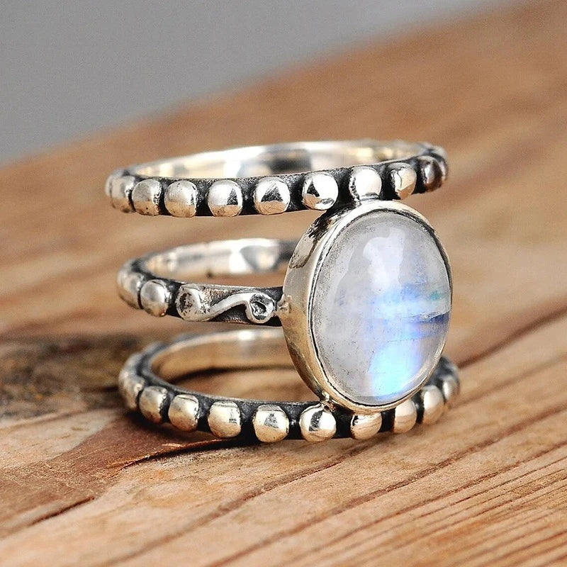 European and American Irregular Triangular Geometric Ring New Imitation Marble Retro Elegant Design Matching Accessories