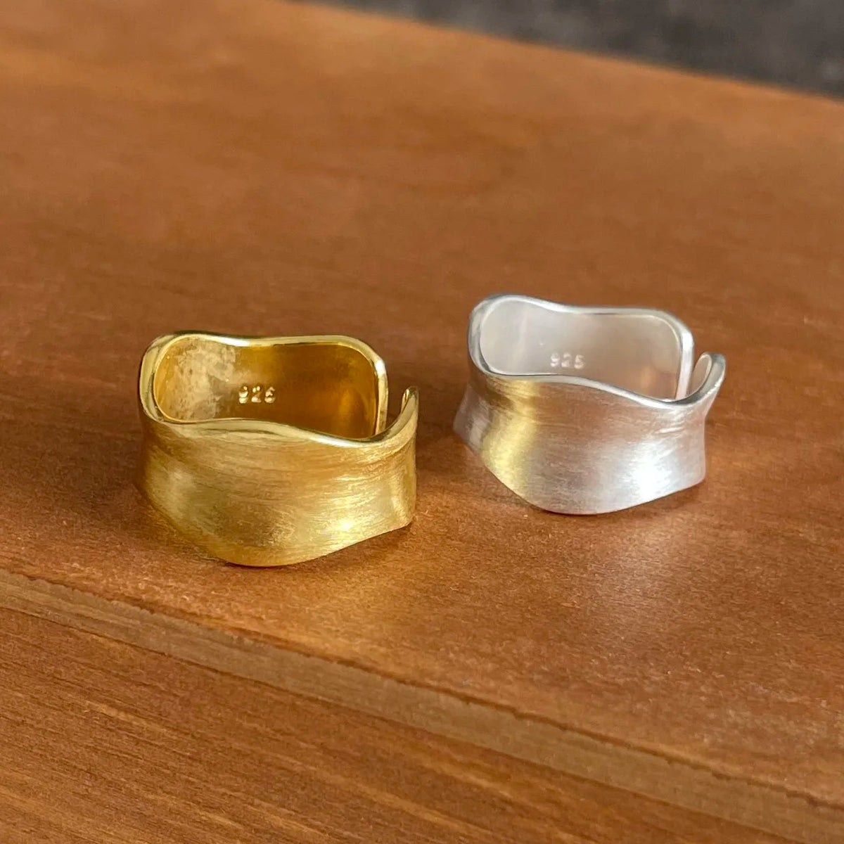 925 Sterling Silver Rings For Women Men Fine Jewelry Finger Adjustable Open Gold Shinning Ring For Party Birthday Gift