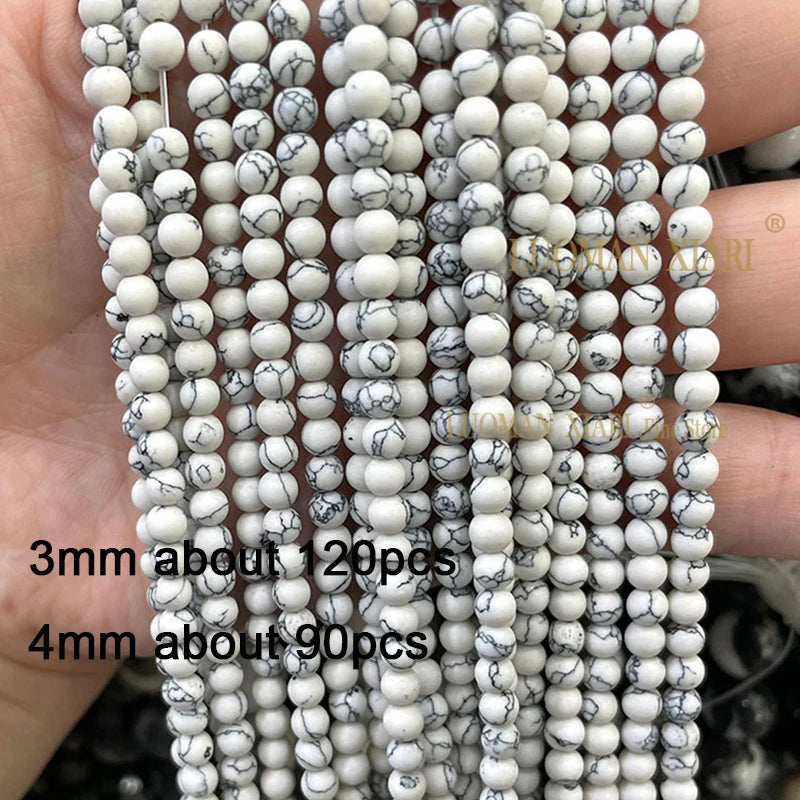 2 3 4MM Natural Blue Turquoises Smooth Loose Round Stone Beads For Jewelry Making DIY Bracelet Earrings Necklace Accessories