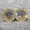 Huitan Delicate Small Round Stud Earrings Women with Shiny Cubic Zirconia Simple Versatile Accessories for Teens Fashion Jewelry