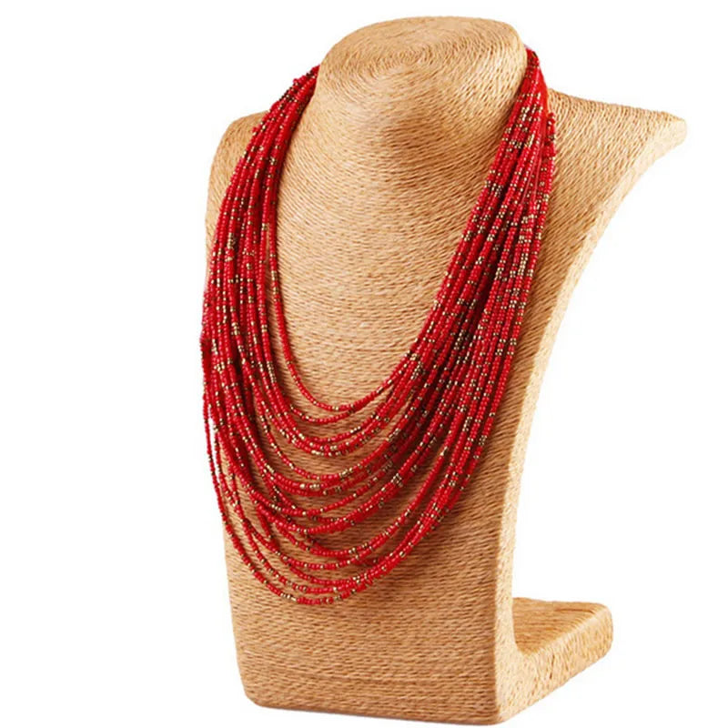 Statement Necklace for Women Collier Femme 2023 Fashion Boho Beads Multi-layer Choker Necklaces & Pendants Bijoux Collares