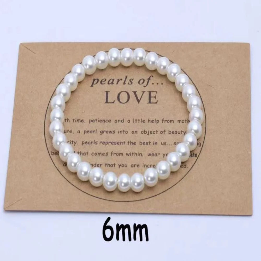 Handmade High Quality Resin Faux Pearl Bracelet Minimalist Round Bead Bangle for Women Men Wedding Jewelry Party Gift