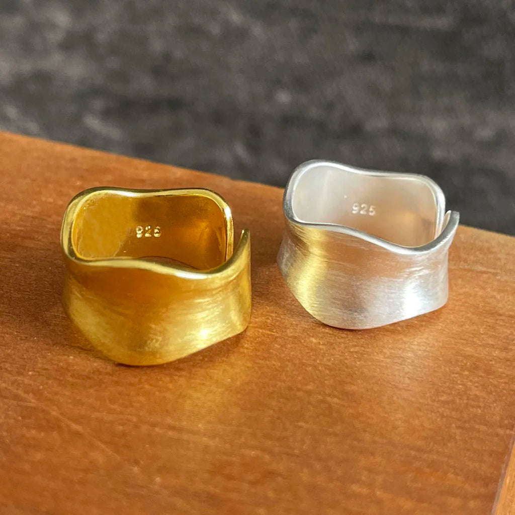 925 Sterling Silver Rings For Women Men Fine Jewelry Finger Adjustable Open Gold Shinning Ring For Party Birthday Gift
