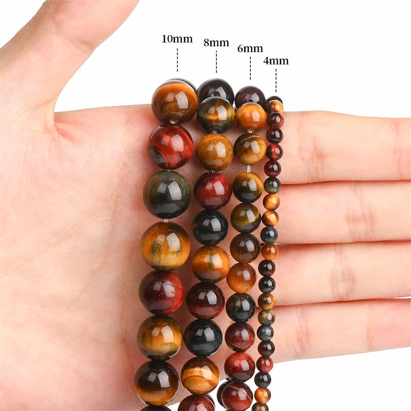 4/6/8/10/12mm A+ Quality Natural Stone Tiger's Eye Stone Round Loose Beads for Jewellery Making DIY Charm Bracelet Necklace