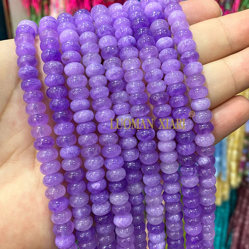 5x8MM Abacus Natural Stone Burma Jades Green Chalcedony Loose Spacer Beads for Jewelry Making Diy Bracelet Charms Accessories