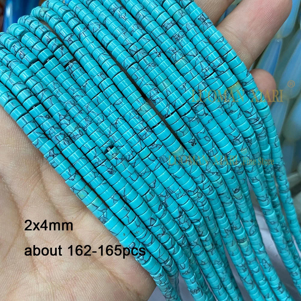 2 3 4MM Natural Blue Turquoises Smooth Loose Round Stone Beads For Jewelry Making DIY Bracelet Earrings Necklace Accessories
