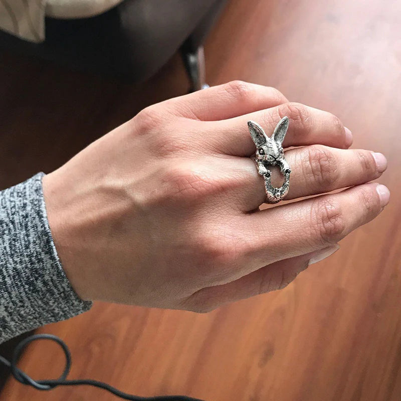 Cute Fortune Cat Shape Opening Rings For Women Silver Color Vintage Frog Toad Animal Delicate Finger Ring Fashion Jewelry Gifts